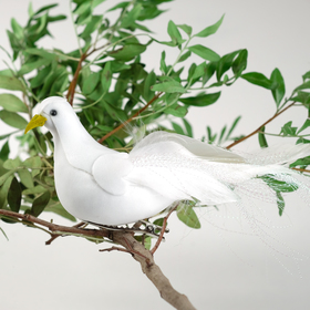 Птичка для декора и флористики, на прищепке, белая, пластиковая, 1шт., 8 х 8 см