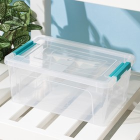 Контейнер для хранения с крышкой Smart Box, 2,5 л, 24,5×15,5×10 см, цвет прозрачно-бирюзовый