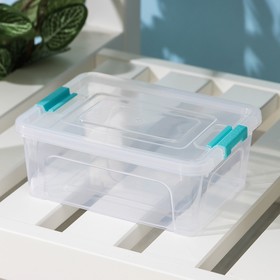 Контейнер для хранения с крышкой Smart Box, 650 мл, 16×12×6 см, цвет прозрачно-бирюзовый