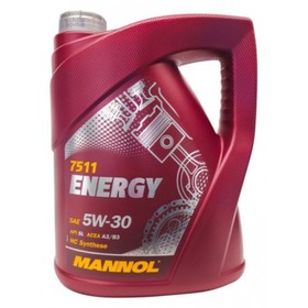 Масло моторное Mannol Energy 5W-30, SL, синтетическое, канистра, 4 л, (АКЦИЯ 3+1 л) 4677271