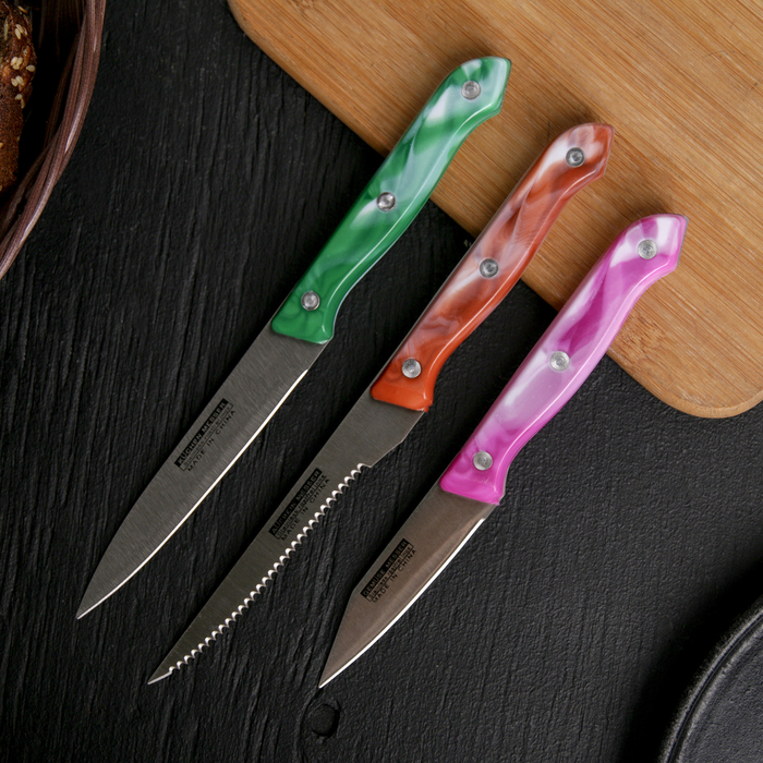 Набор ножей «Универсал», 3 шт: ножи: 8 см, 12 см, 13 см, цвет МИКС