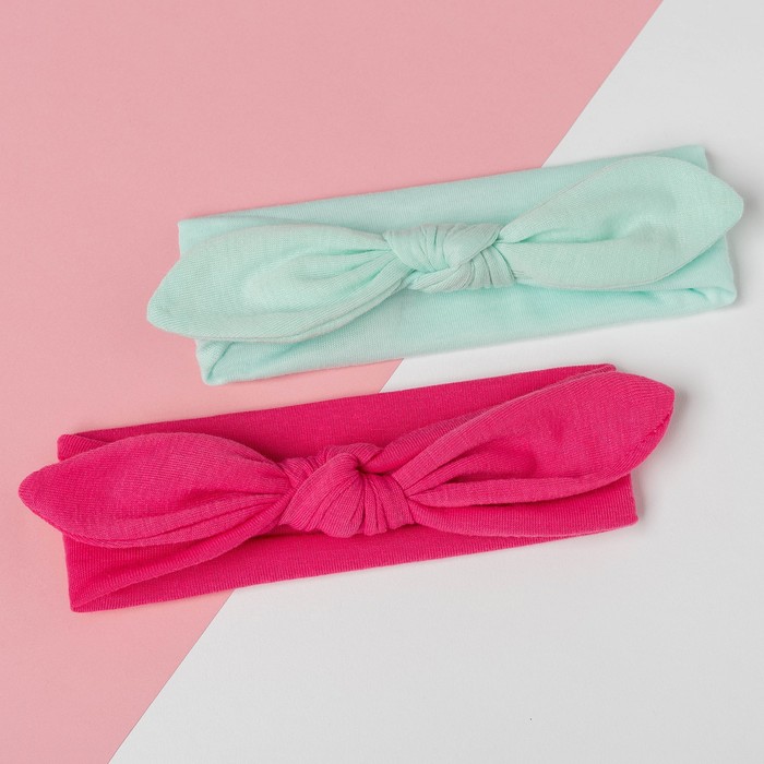 Набор повязок на голову Крошка Я "Бантик" розов/бирюз. р-р 46-48 - фото 798339310