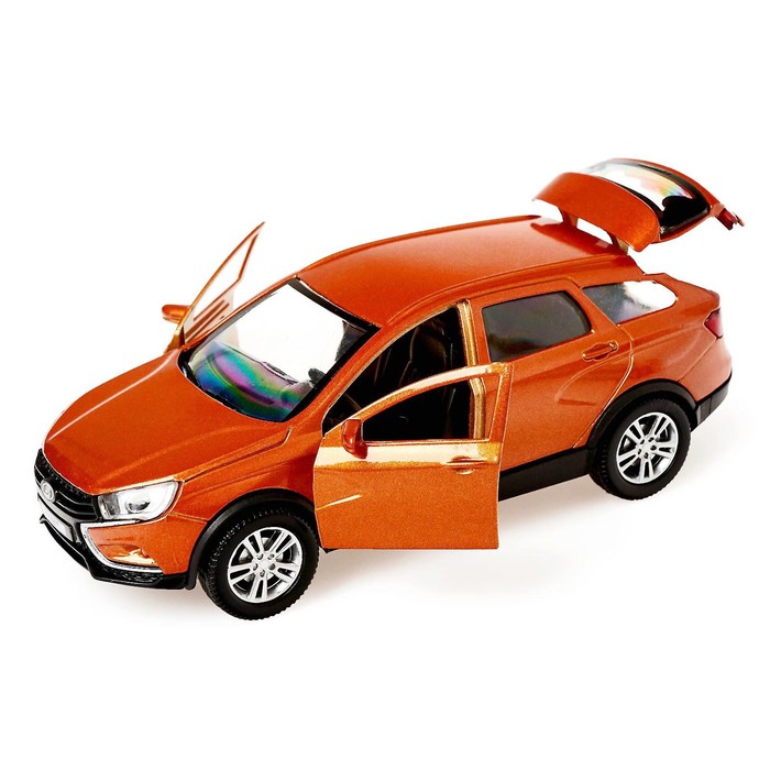 Машина металлическая Lada Vesta SW Cross 12 см, открывающиеся двери, инерционная, цвет золотой - фото 798343481