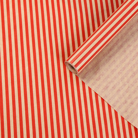 Бумага упаковочная крафт Полосы красные, 0,72 х 10 м
