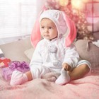Карнавальный костюм для малышей "Зайчик с розовыми ушами", велюр, хлопок, рост 74-92 см