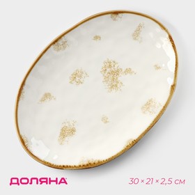 Блюдо Доляна «Золотой космос», 30x21x2,5 см, цвет белый