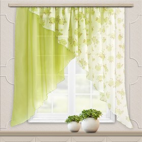 Комплект штор для кухни «Марианна», размер 300х160 см, цвет зелёный