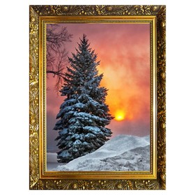Алмазная мозаика "Зимний восход" 29,5×20,5 см, 25 цветов