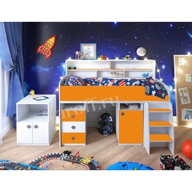 Детская кровать-чердак Малыш- 5 винтерберг/оранжевый