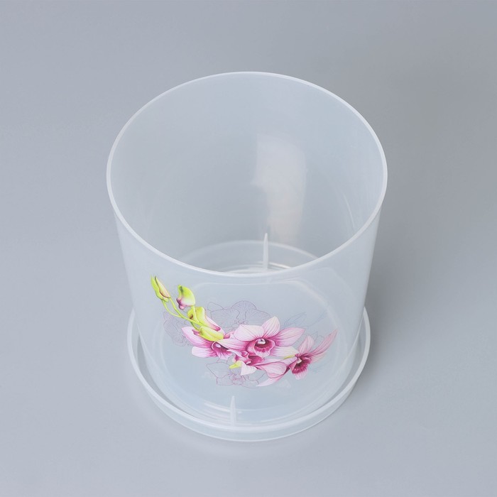 Горшок для орхидей 1,8 л, поддон, прозрачный, цвет МИКС
