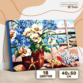 Картина по номерам на холсте 40×50 см «Цветы у окна»