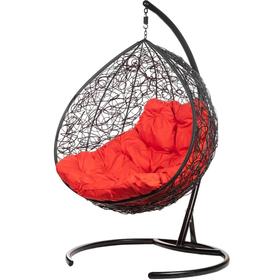Двойное подвесное кресло, 195 × 135 × 75 см, black (красная подушка), «Gemini promo»