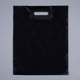 Пакет полиэтиленовый, с вырубной ручкой, черный, 34 х 45, 33 мкм