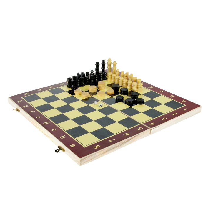 Игра настольная 3 в 1: нарды, шахматы, шашки, поле 39 × 39 см, в плёнке