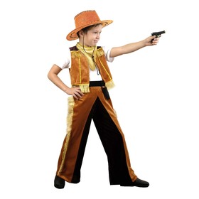 Carnival costume Cowboy vest, pants, scarf, holster, guns, hat, 30 height 110-116