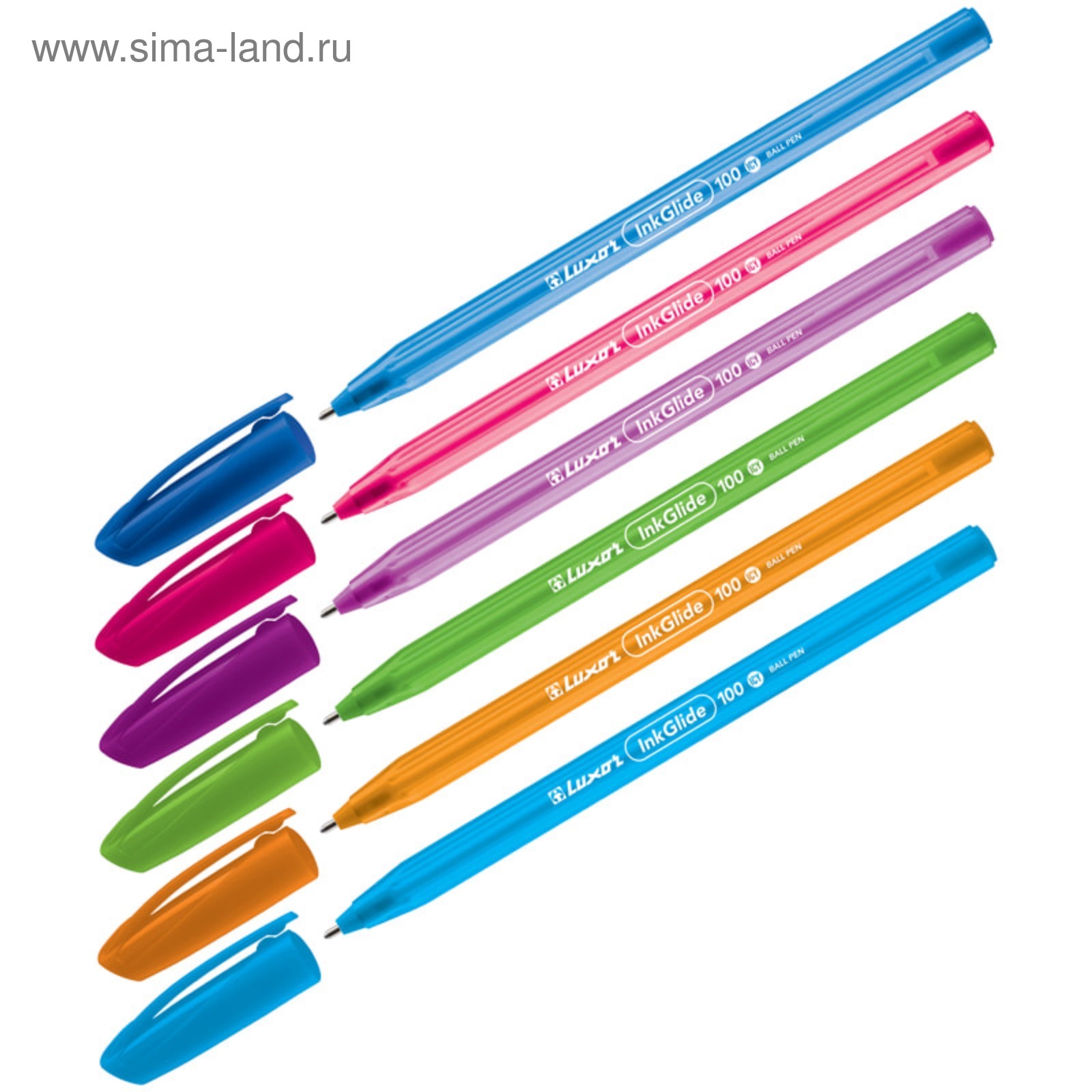 Ручка шариковая Luxor "InkGlide 100 Icy" синяя, 0,7мм, трехгран, корпус ...