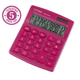 Калькулятор настольный Citizen 12-ти разрядный, 102 х 124 х 25 мм, 2-е питание, розовый