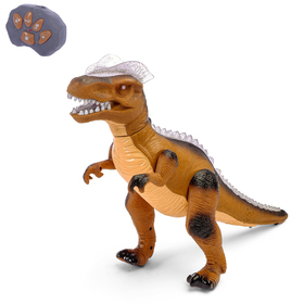 Динозавр радиоуправляемый T-Rex, световые и звуковые эффекты, работает от батареек, цвет коричневый
