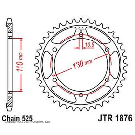 Звезда задняя ведомая JTR1876 для мотоцикла стальная 4720319