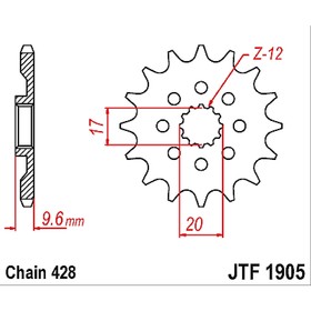 Звезда передняя ведущая стальная JTF1905 4720323