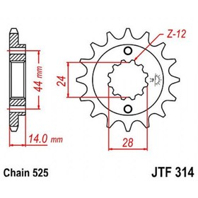 Звезда передняя ведущая JTF314 для мотоцикла, стальная 4720361
