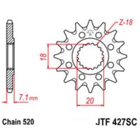 Звезда передняя ведущая JTF427 для мотоцикла, стальная с самоочисткой 4720371