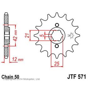 Звезда передняя ведущая JTF571 для мотоцикла, стальная 4720413