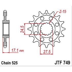Звезда передняя ведущая стальная JTF749 4720420