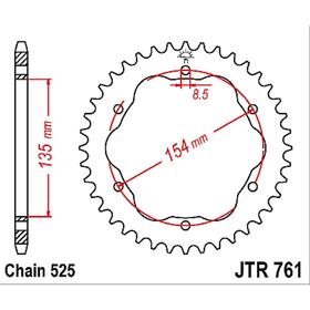 Звезда задняя ведомая стальная JTR761 4720422