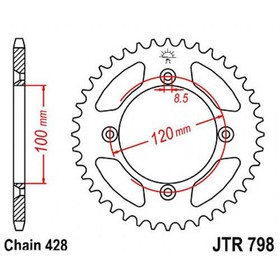 Звезда задняя ведомая JTR798 для мотоцикла стальная 4720425