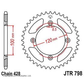 Звезда задняя ведомая JTR798 для мотоцикла стальная 4720426