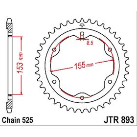 Звезда задняя ведомая стальная JTR893 4720512