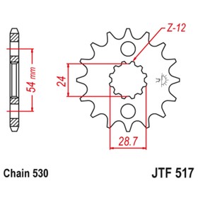 Звезда передняя ведущая JTF517 для мотоцикла, стальная 4720556