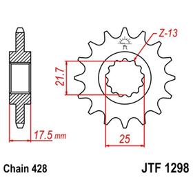 Звезда передняя ведущая JT 1298 для мотоцикла, стальная 4720591