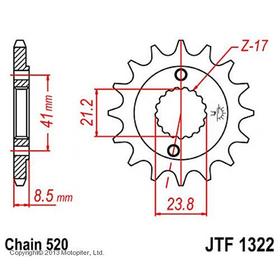 Звезда передняя ведущая JTF1322 для мотоцикла, стальная 4720595