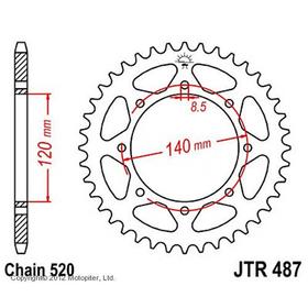 Звезда задняя ведомая JTR487 для мотоцикла стальная 4720688