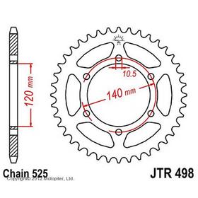 Звезда задняя ведомая JTR498 для мотоцикла стальная 4720692