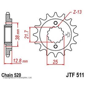 Звезда передняя ведущая JTF511 для мотоцикла, стальная 4720696