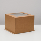 Кондитерская упаковка с окном ромб, крафт, 27 х 27 х 20 см - фото 9273730