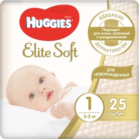 Подгузники "Huggies" Elite Soft 1, 3-5кг, 25 шт
