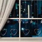 Гирлянда «Бахрома» 2.4 × 0.9 м с насадками «Сердце», IP20, прозрачная нить, 186 LED, свечение белое, 8 режимов, 220 В 4356977