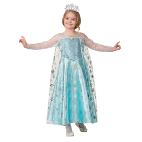 Карнавальный костюм "Эльза сатин", платье, корона, р.30, рост 116 см