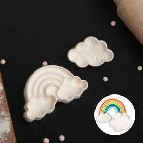 Set of seals for dough and marzipan 2 piece "Clouds" 7x4/4,5x3 cm