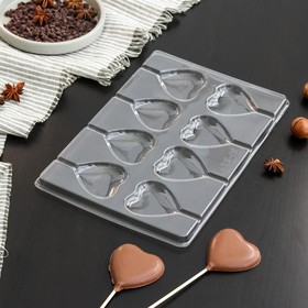 Форма для шоколада «Сердце», 27,2x18,2 см, 8 ячеек, цвет прозрачный