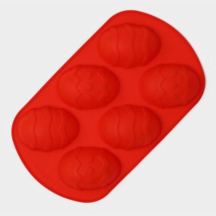 Форма для выпечки Доляна «Пасхальные яйца», 27×17 см, 6 ячеек, цвет МИКС