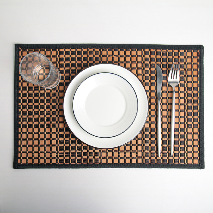 Салфетка кухонная «Шахматы», 45,5×30 см, цвет чёрный