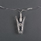 Гирлянда «Нить» 4.5 м с насадками «Прищепки», IP20, прозрачная нить, 20 LED, свечение RG/RB, мигание, 220 В 4445722