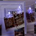 Гирлянда «Нить» 4.5 м с насадками «Прищепки-звёзды», IP20, прозрачная нить, 20 LED, свечение белое, 220 В 4445724