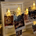 Гирлянда «Нить» 4.5 м с насадками «Прищепки-звёзды», IP20, прозрачная нить, 20 LED, свечение тёплое белое, 220 В 4445725