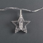 Гирлянда «Нить» 4.5 м с насадками «Прищепки-звёзды», IP20, прозрачная нить, 20 LED, свечение тёплое белое, 220 В 4445725